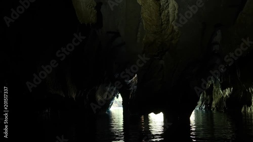Floating outside Underground river by boat, Sabang, Philippines
