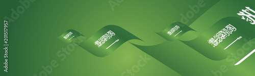 Saudi Arabia Independence Day waving flags two fold landscape background