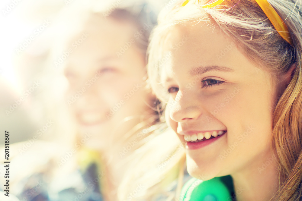 people and portrait concept - happy teenage girl face people and portrait concept - happy teenage girl face