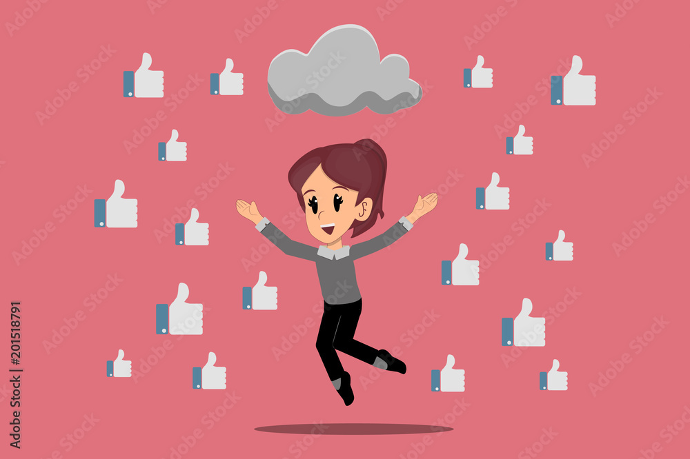 rain of likes for trend created by community manager, social media marketing concept rain of likes for trend created by community manager, social media marketing concept