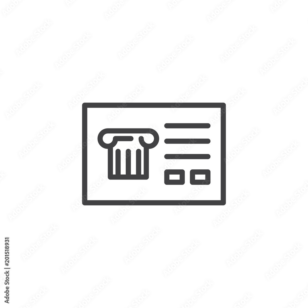 Ancient postcard with column outline icon Ancient postcard with column outline icon