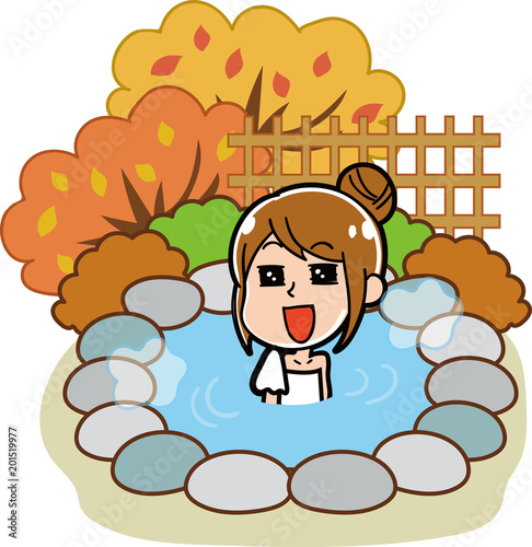 露天風呂 温泉に入る女性のイラスト素材 秋 Stock ベクター Adobe Stock 露天風呂 温泉に入る女性のイラスト素材 秋 Stock ベクター Adobe Stock