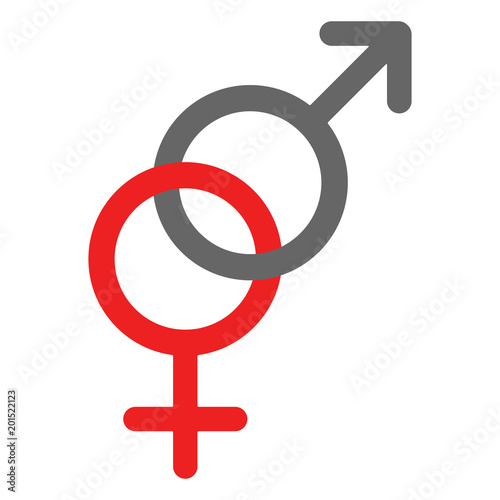 Heterosexuality glyph. Interlocked female and male gender signs. Vector icon.