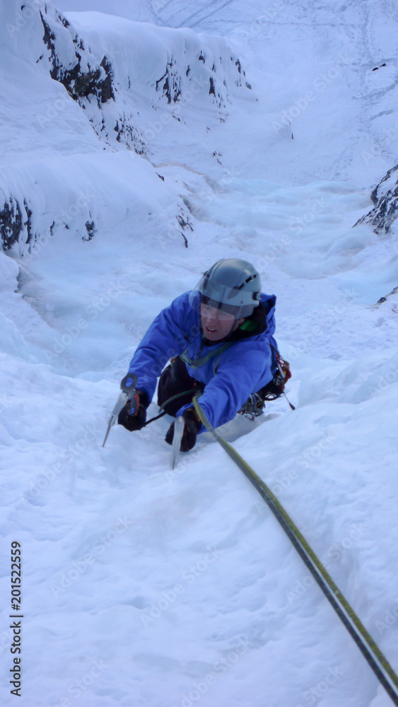 ice climbing in the Alps oif Switzerland