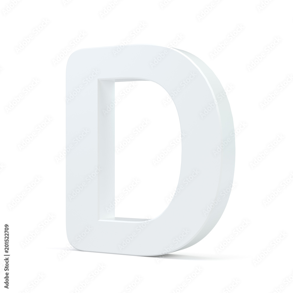 White letter D isolated on white background. 3d rendering. White letter D isolated on white background. 3d rendering.