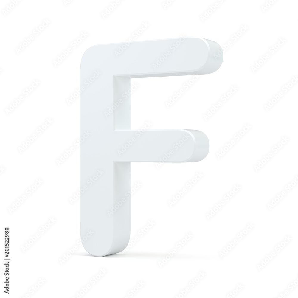 White letter F isolated on white background. 3d rendering. White letter F isolated on white background. 3d rendering.