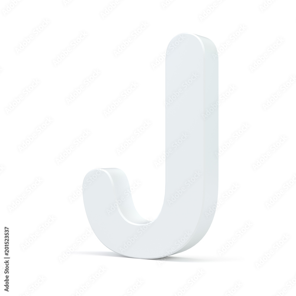 White letter J isolated on white background. 3d rendering. White letter J isolated on white background. 3d rendering.