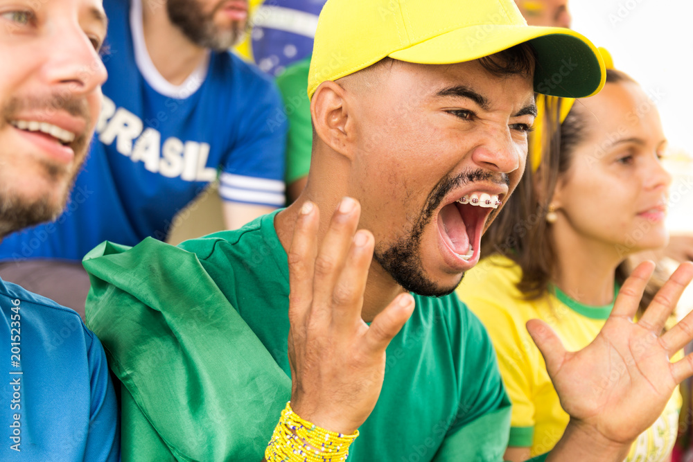 Brazilian supporters at stadium bleachers.