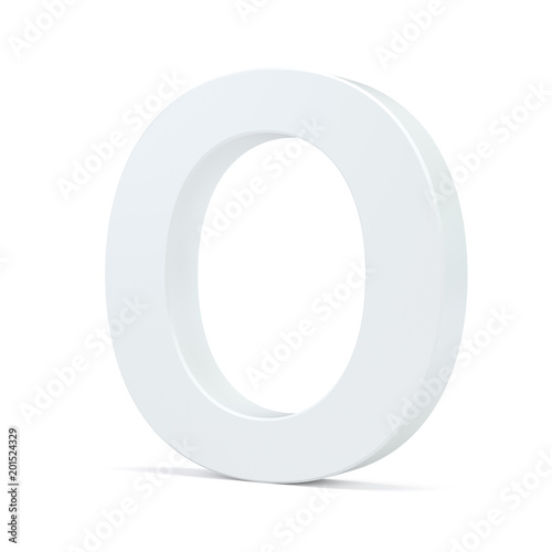 White letter O isolated on white background. 3d rendering.
