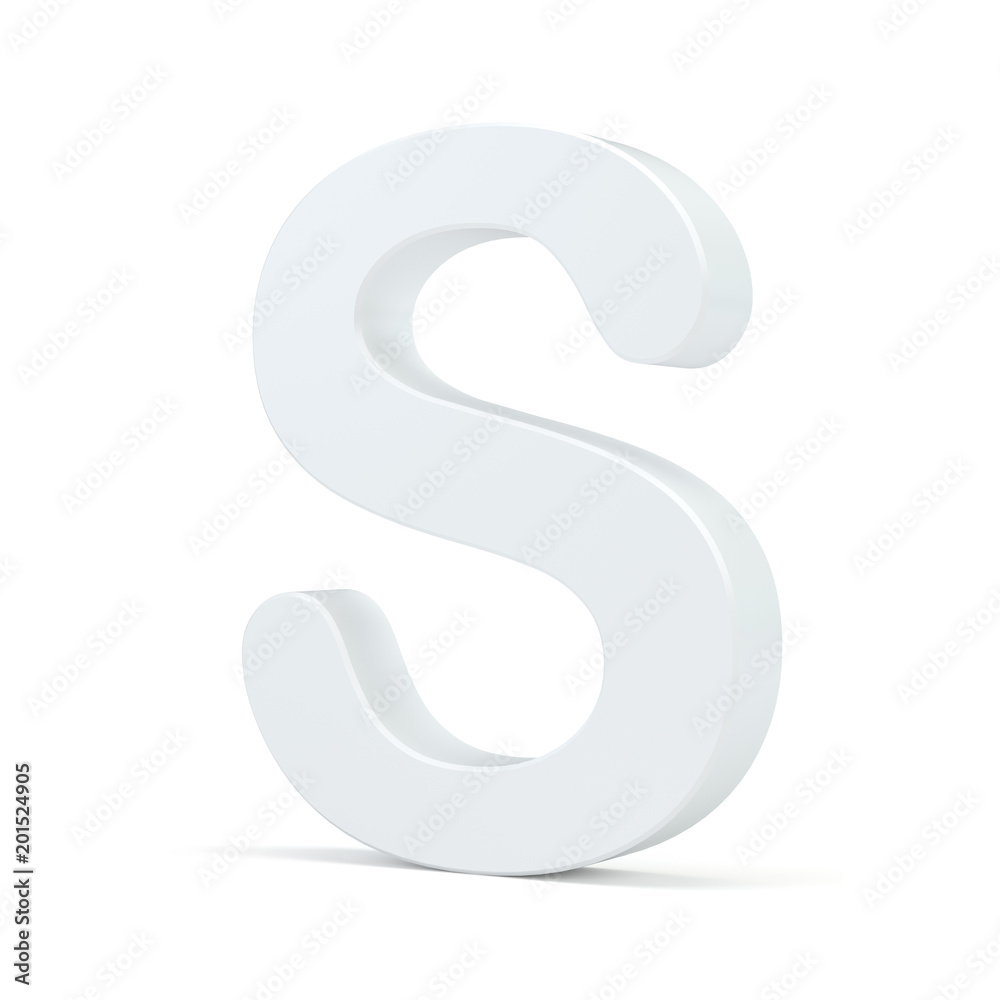 White letter S isolated on white background. 3d rendering. White letter S isolated on white background. 3d rendering.