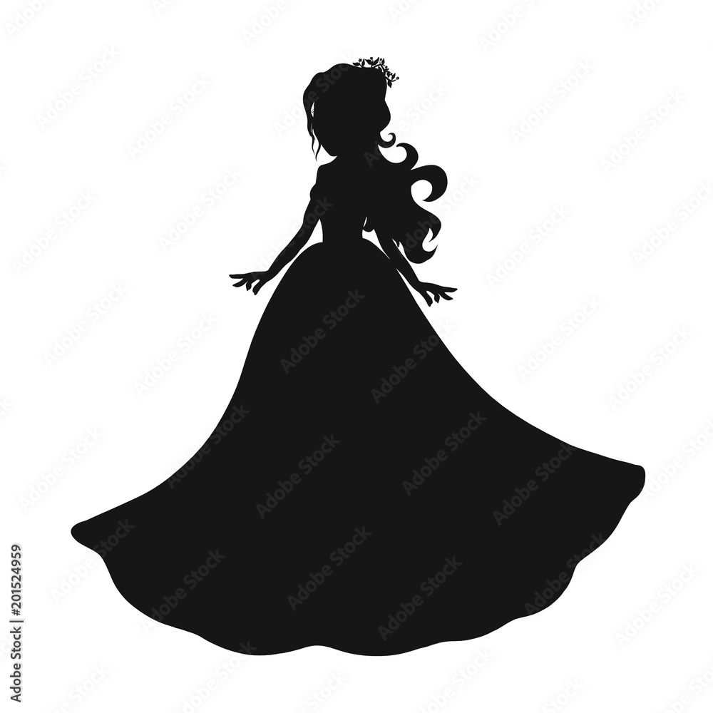 Silhouette of a beautiful dancing princess or bride Silhouette of a beautiful dancing princess or bride