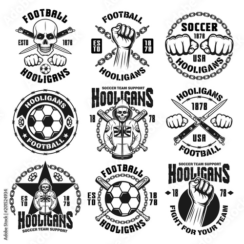 Football or soccer hooligans and bandits emblems photo