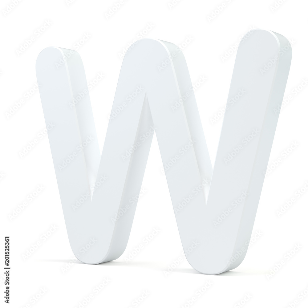 White letter W isolated on white background. 3d rendering. White letter W isolated on white background. 3d rendering.