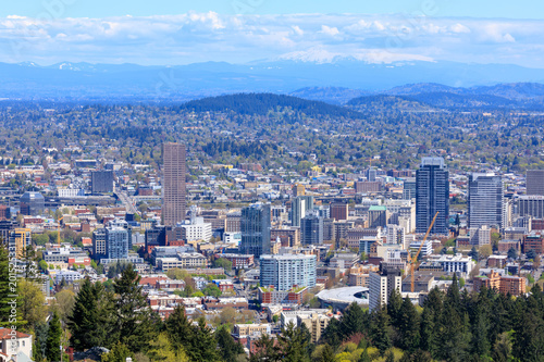 Portland cityscape from Pittock mansion  Oregon  USA