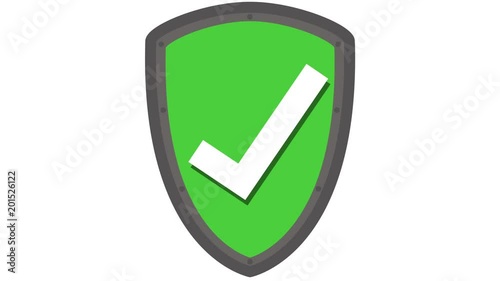 shield icon protection concept with tick in and out animation easily loopable green