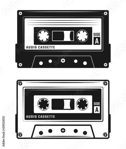 Audio cassette tape two style vector illustration