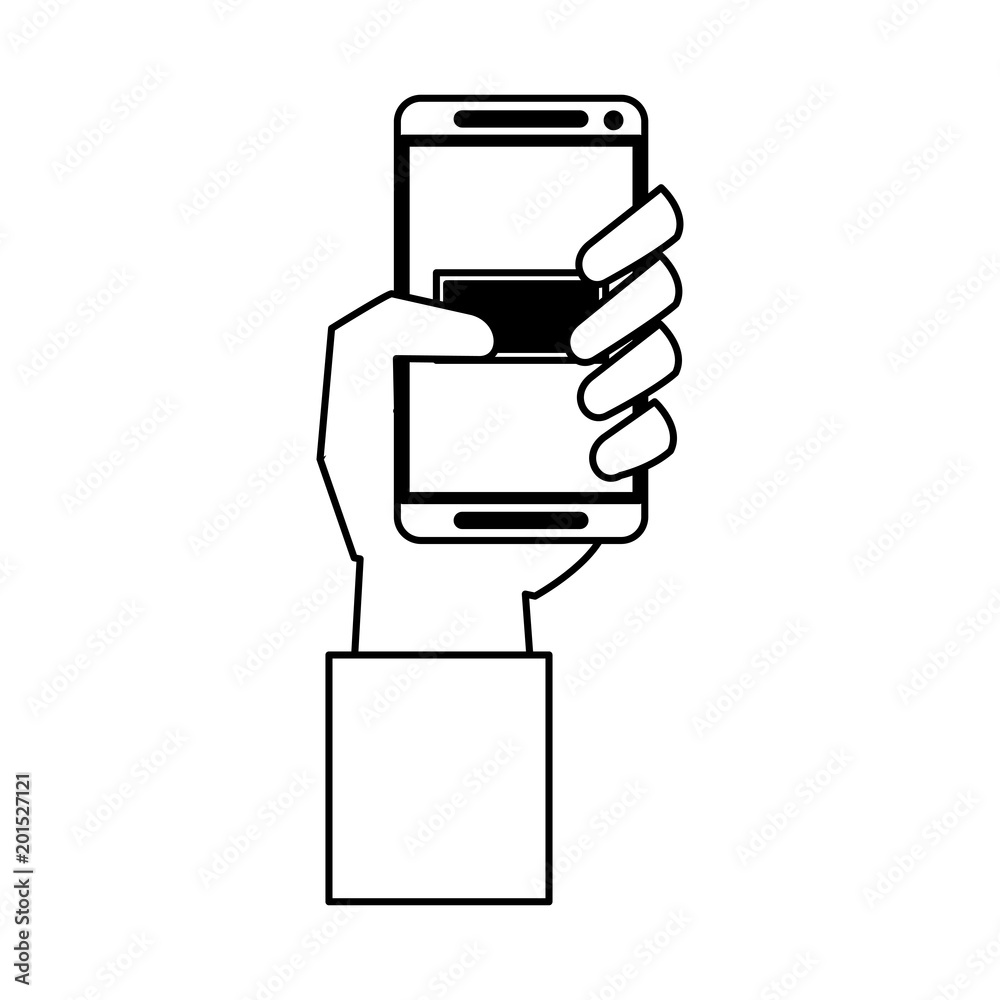 Hand with smartphone vector illustration graphic design Hand with smartphone vector illustration graphic design