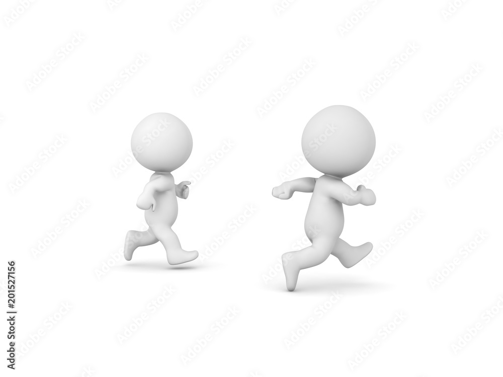 3D illustration of a character running faster than the competition 3D illustration of a character running faster than the competition