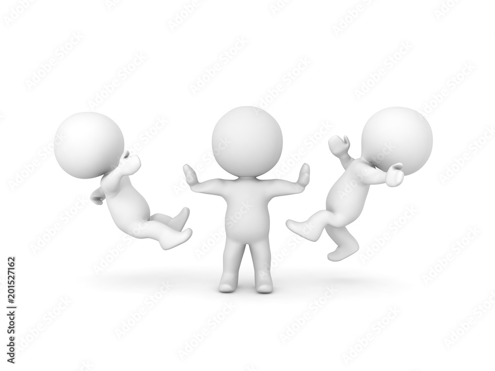 3D illustration of mediator preventing fight 3D illustration of mediator preventing fight