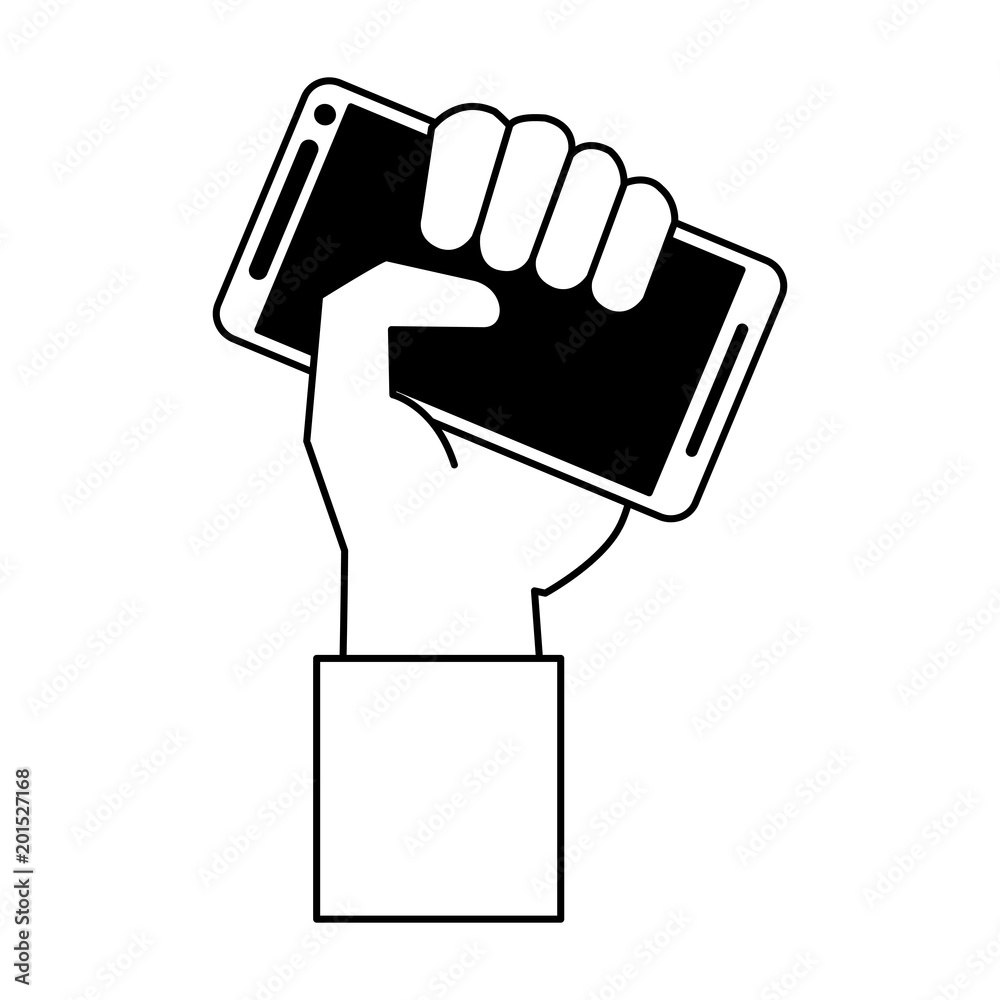 Hand with smartphone vector illustration graphic design Hand with smartphone vector illustration graphic design