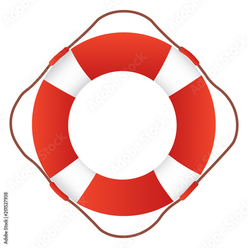 Illustration of red and white lifebuoy ring isolated over white background