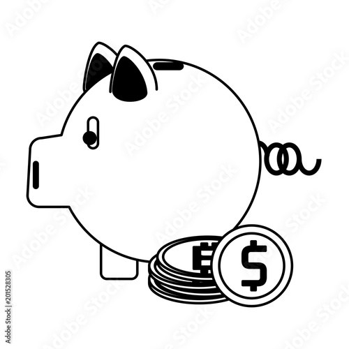 Piggy and bitcoin invest vector illustration graphic design