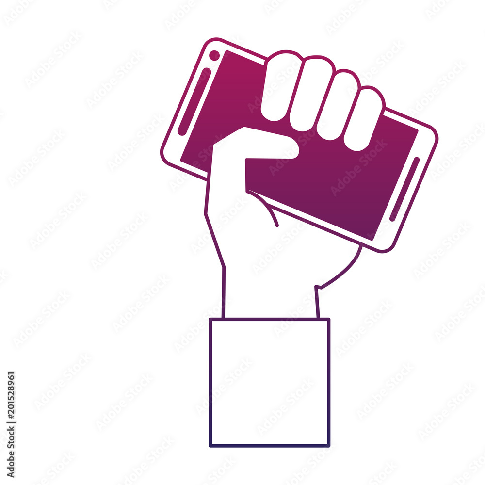 Hand with smartphone vector illustration graphic design Hand with smartphone vector illustration graphic design