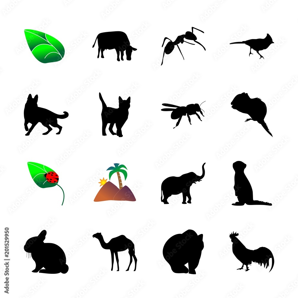 icon Animal with leaf, antenna, meerkat, art and black