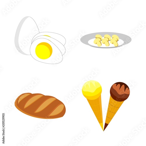 icons about Food with calories, vitamin, ice, bake and bread