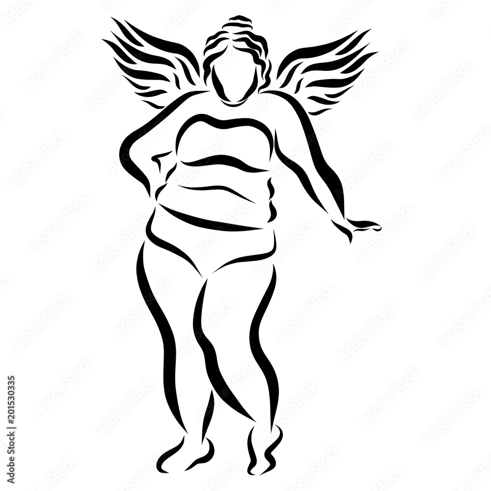 Thick pretty woman with wings, in bikini Thick pretty woman with wings, in bikini