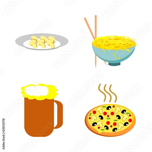 icons about Food with cheese, fastfood, drink, brown and dish