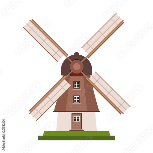retro windmill building vector illustration graphic design