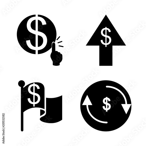 icon Currency with dollar, usd currency symbol, commerce, flag and business payment