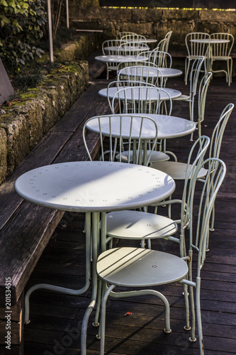 Tables Outside An European Cafe