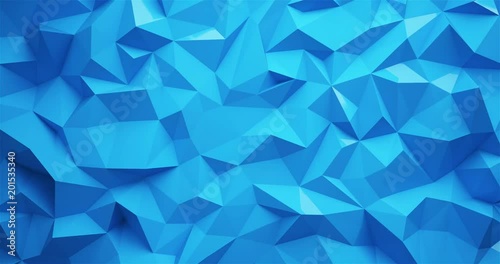 Lowpoly move blue background.4k video by 3d rendering.