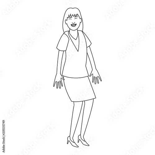 Happy business woman cartoon vector illustration graphic design
