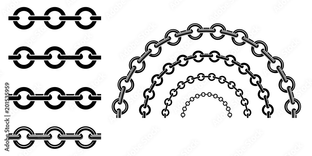 monochrome-set-different-type-of-metal-chains-in-silhouette-style