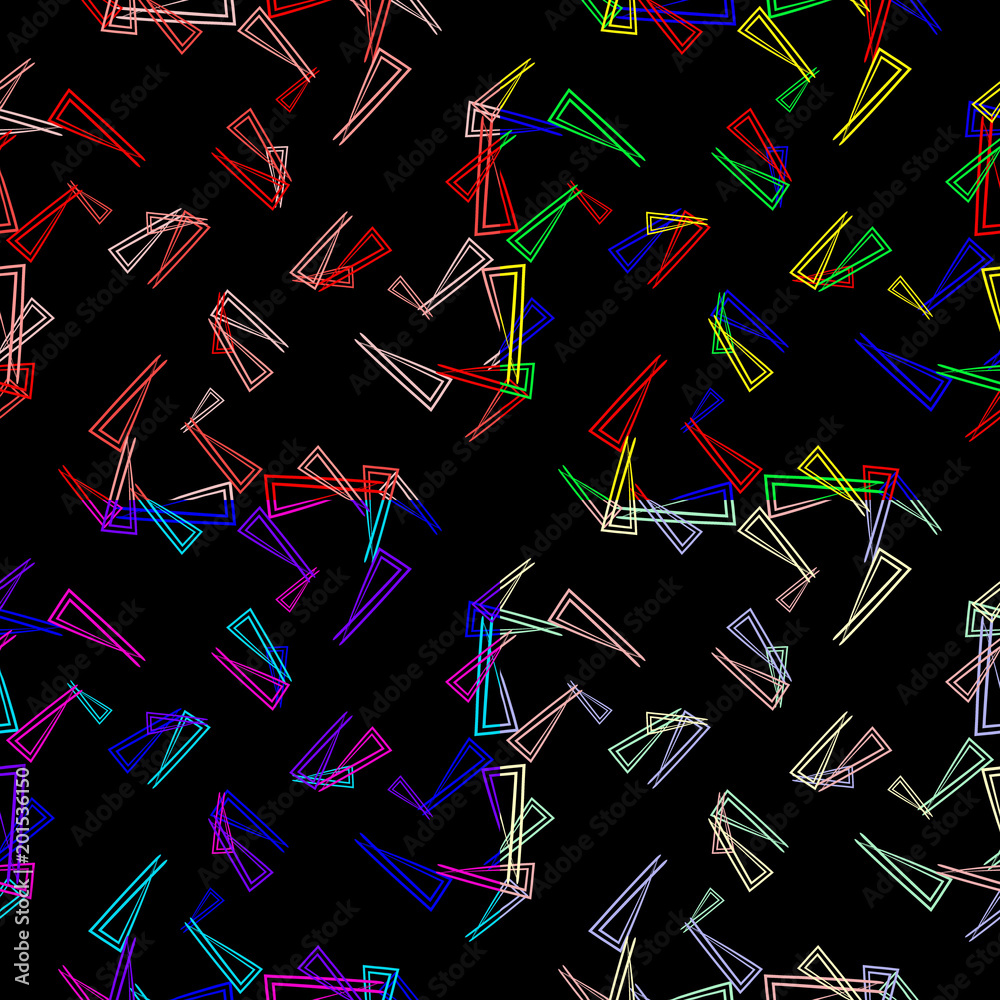 Vector set of patterns from flowing lines and triangles in multi colored tones for fabric or decorations. Vector set of patterns from flowing lines and triangles in multi colored tones for fabric or decorations.
