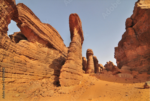 Landscape of the desert region of the Sahara in Ennedi surroundings in north Chad
 photo