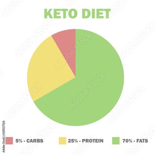 ketogenic diet macros diagram, low carbs, high healthy fat - vector illustration for infographic