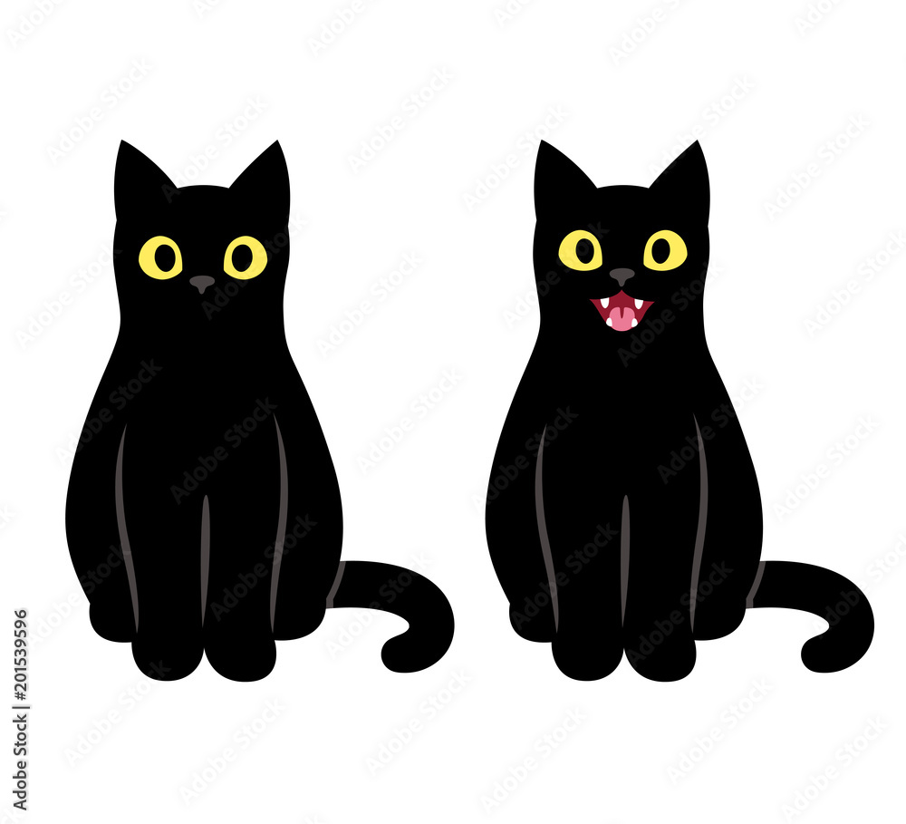 Fototapeta Black cat sitting illustration