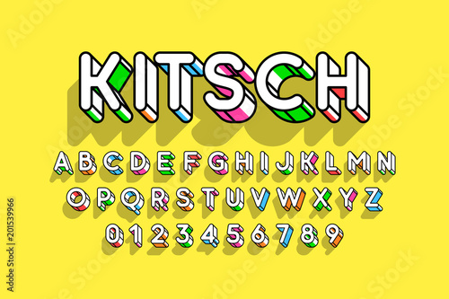 Rounded colorful retro style 3d font