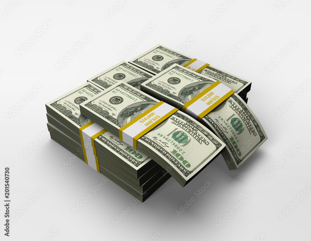 3D Rendered Illustration of a Small Pile of Cash in US Currency $100 Bills 3D Rendered Illustration of a Small Pile of Cash in US Currency $100 Bills