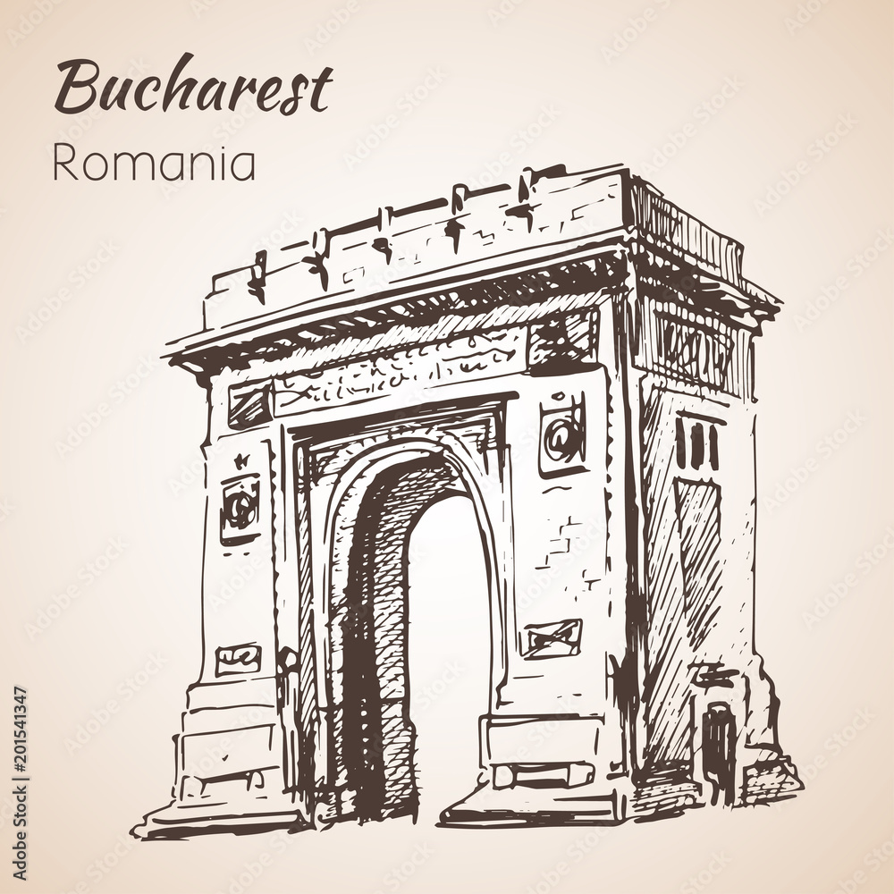 Triumph Arch sketch. Bucharest, Romania.