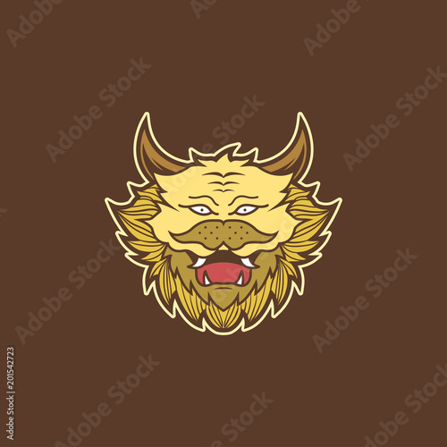 Lioness Dragon Head Mascot Icon Logo