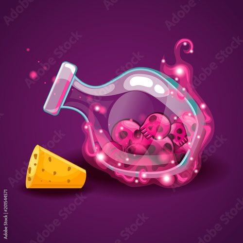 Bottle with skull and magic smoke