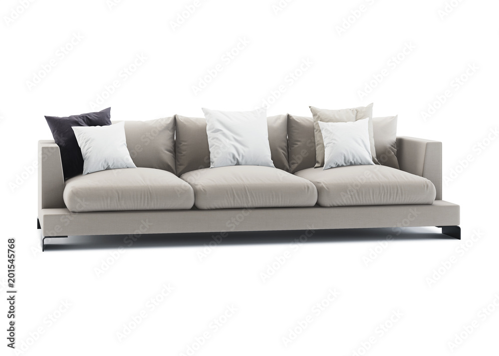 Sofa isolated on white background. 3D rendering. Sofa isolated on white background. 3D rendering.