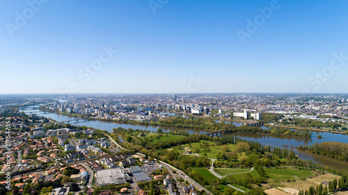 Vue aérienne de la ville de Nantes, en Loire Atlantique