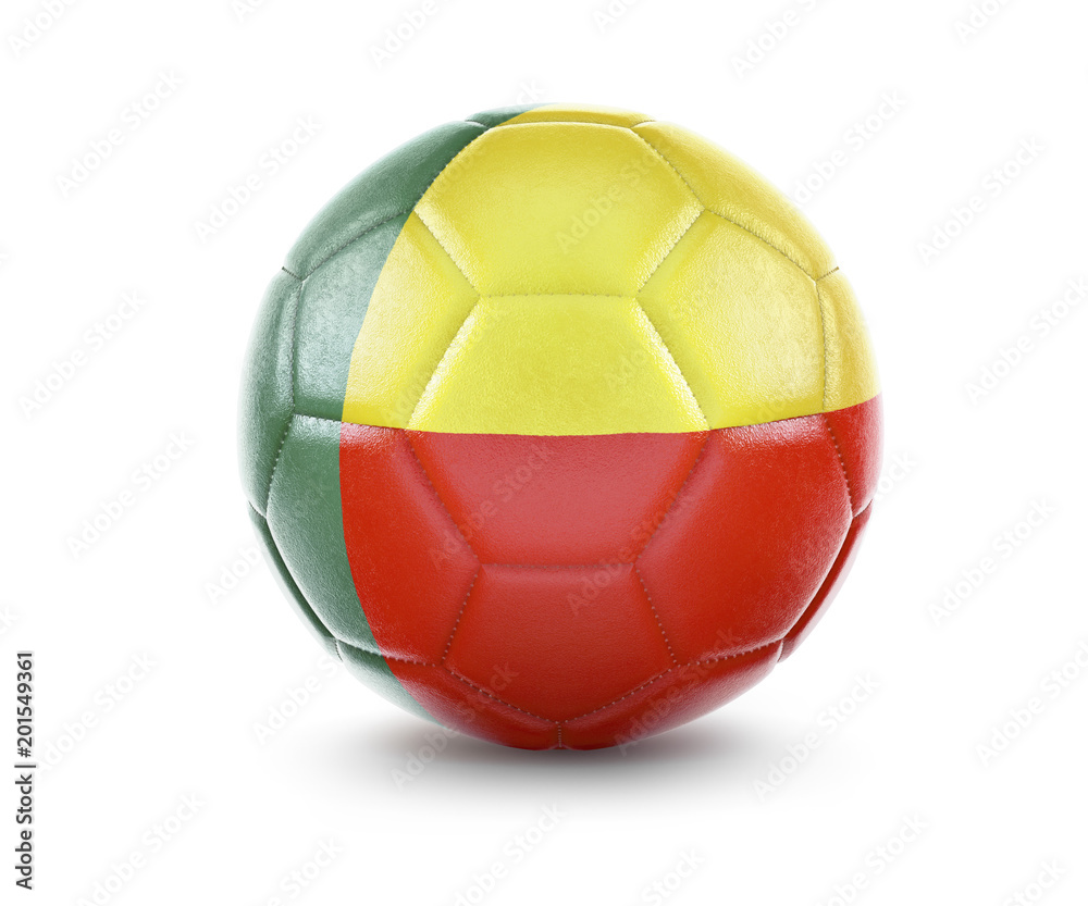 High qualitiy soccer ball with the flag of Benin rendering.(series) High qualitiy soccer ball with the flag of Benin rendering.(series)