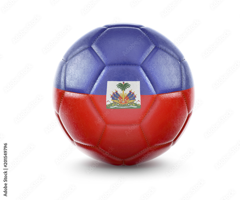 Obraz premium High qualitiy soccer ball with the flag of Haiti rendering.(series)